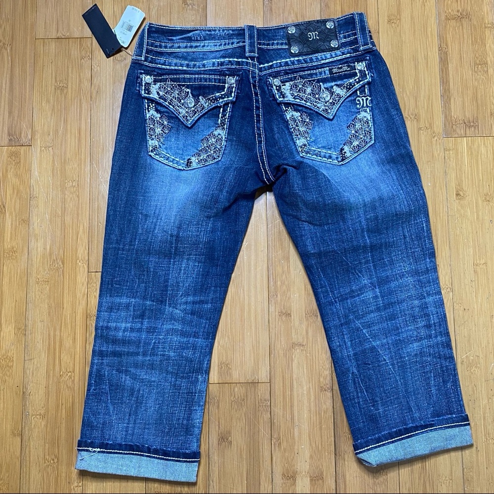 Miss Me Blue Distressed Cropped Jeans - Picture 2 of 6